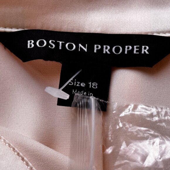 Boston Proper Sz 18 (XL) Womens Blouse Button Up Long Sleeve Light Peach - Picture 8 of 10